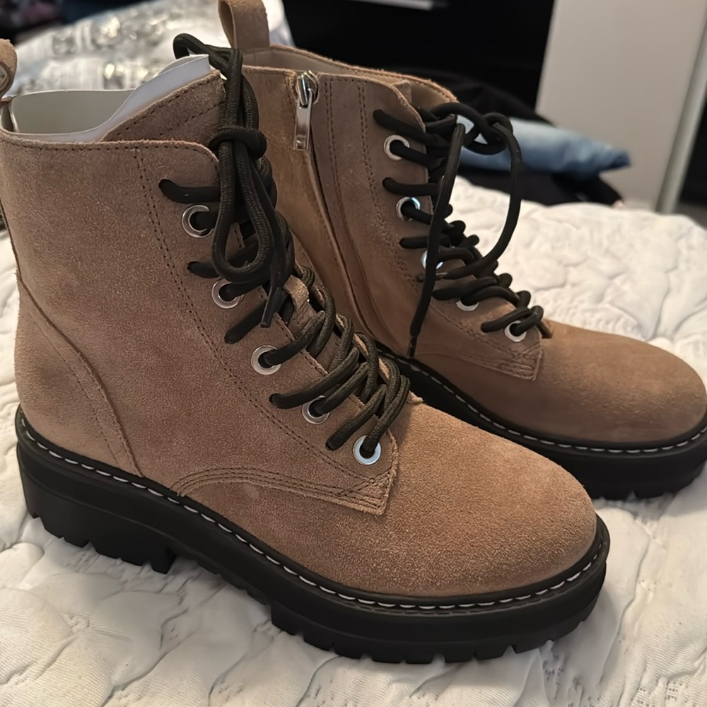 Mark Fisher Combat Boot 
Tie up
Zipper inside of boot